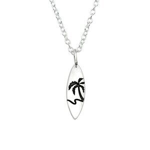 Sterling Silver Silver Surfboard Necklace